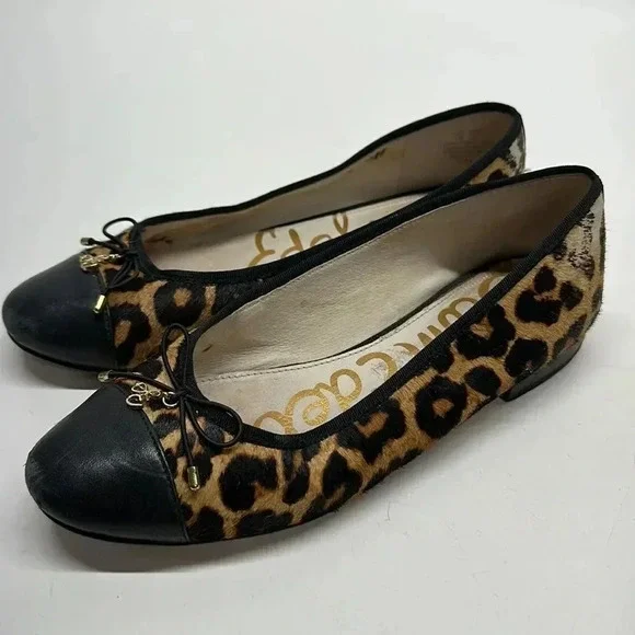 Sam Edelman Sara Ballet Flats Pony Hair Cap Toe Leather Slip On Shoes Size 7 - Picture 7 of 12